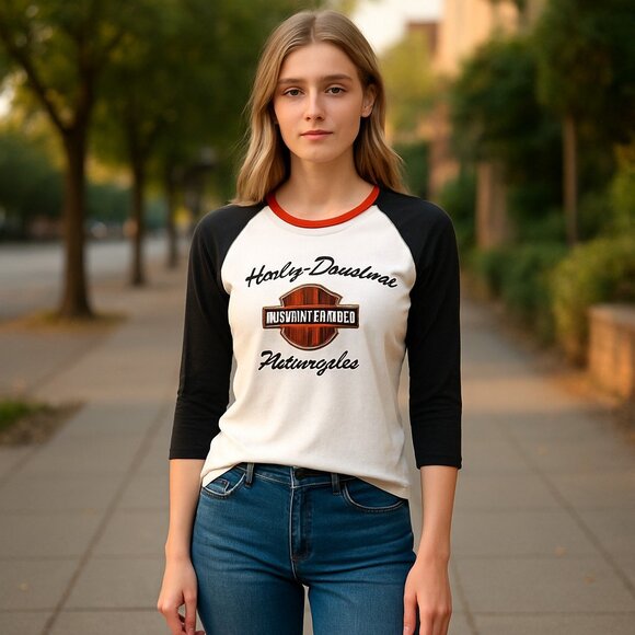 NWOT Harley-Davidson First-Class Long Sleeve Raglan Tee - White - Picture 1 of 8